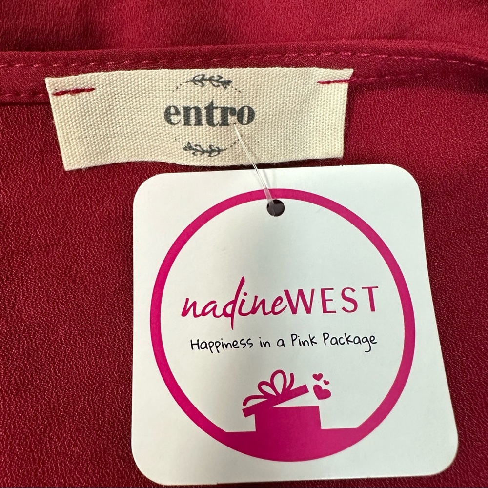ENTRO Nadine West Red Ruby V-Neck Sleeveless Knotted Detail Asymmetrical… - Picture 5 of 10